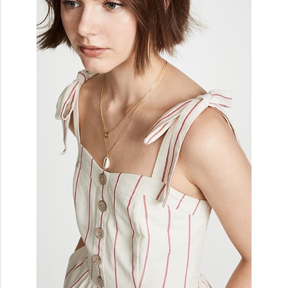 Moon River Striped Jumpsuit Natural/Red